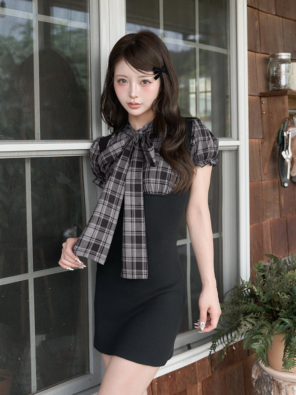 モデル:158cm(着用サイズ:FREE 着用カラー:BLK)