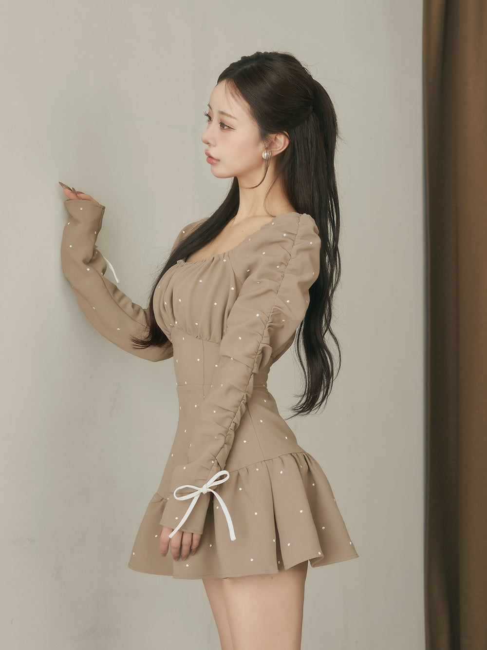 モデル:158cm(着用サイズ:FREE 着用カラー:BEG)