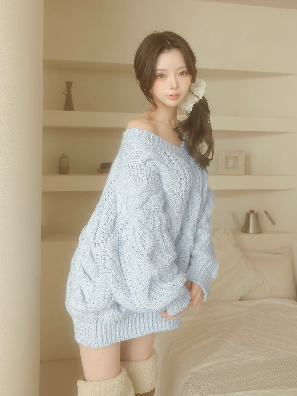 モデル:158cm(着用サイズ:FREE 着用カラー:SAX)