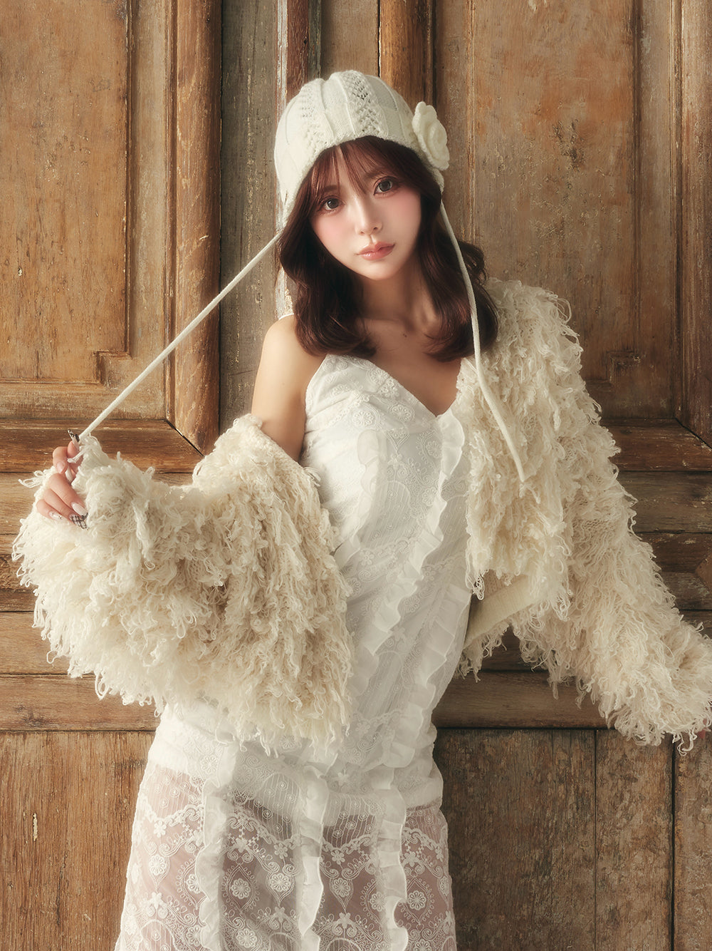 モデル:158cm(着用サイズ:FREE 着用カラー:IVO)