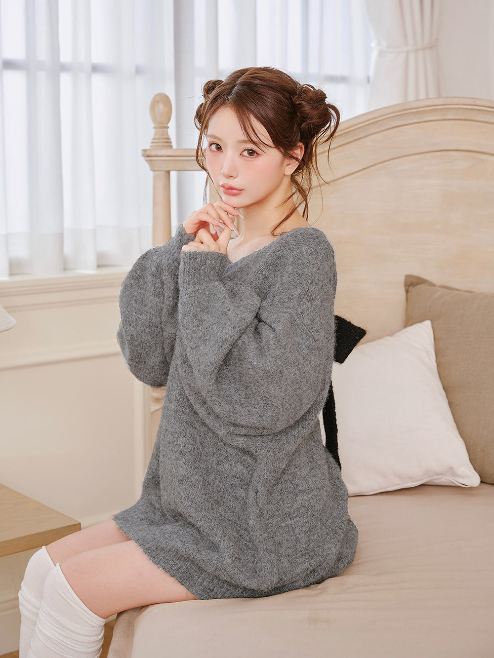 モデル:158cm(着用サイズ:FREE 着用カラー:GRY)