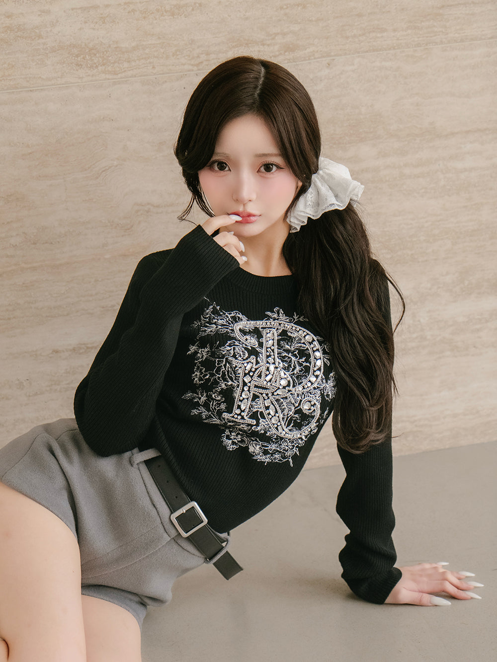 モデル:158cm(着用サイズ:FREE 着用カラー:BLK)