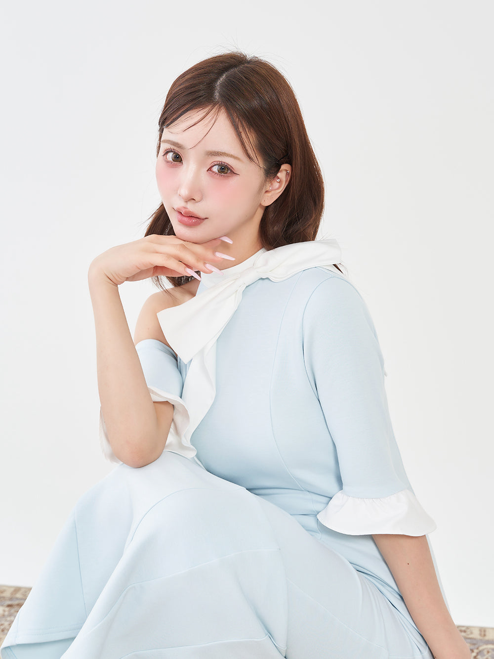 モデル:158cm(着用サイズ:FREE 着用カラー:SAX)