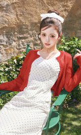 モデル:158cm(着用サイズ:FREE 着用カラー:RED)