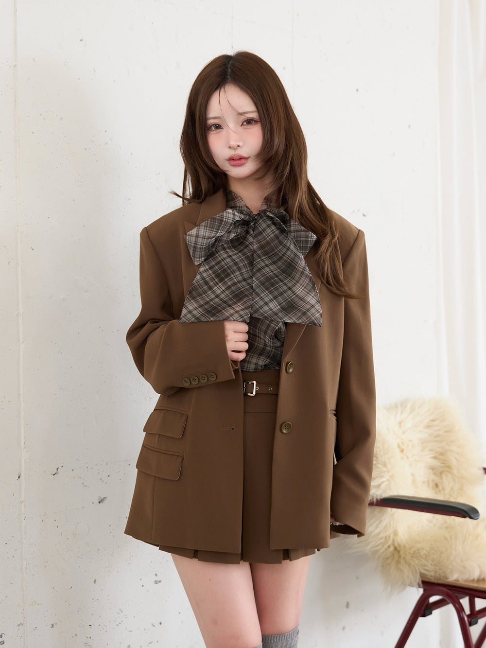 モデル:158cm(着用サイズ:FREE 着用カラー:BRN)