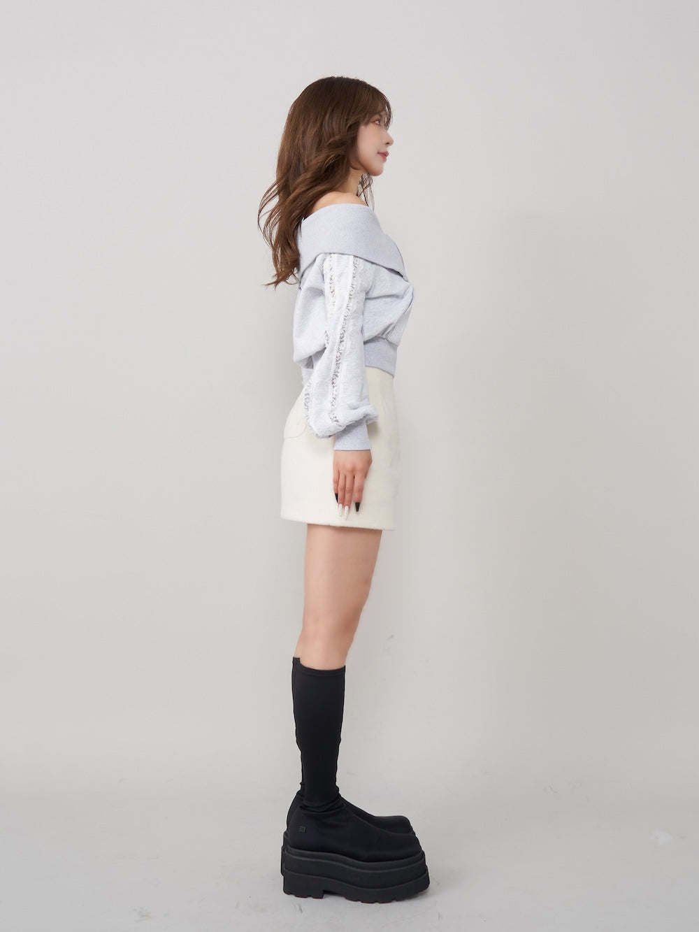 モデル:158cm(着用サイズ:FREE 着用カラー:L-GRY)