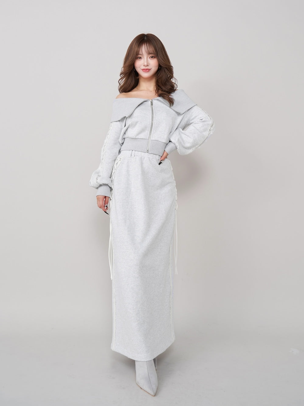 モデル:158cm(着用サイズ:FREE 着用カラー:L-GRY)