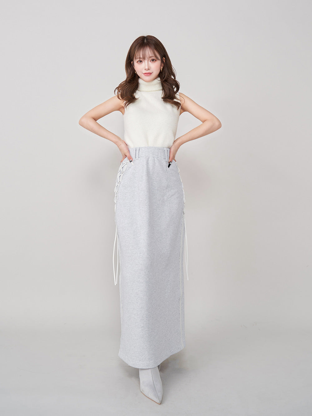 モデル:158cm(着用サイズ:FREE 着用カラー:L-GRY)