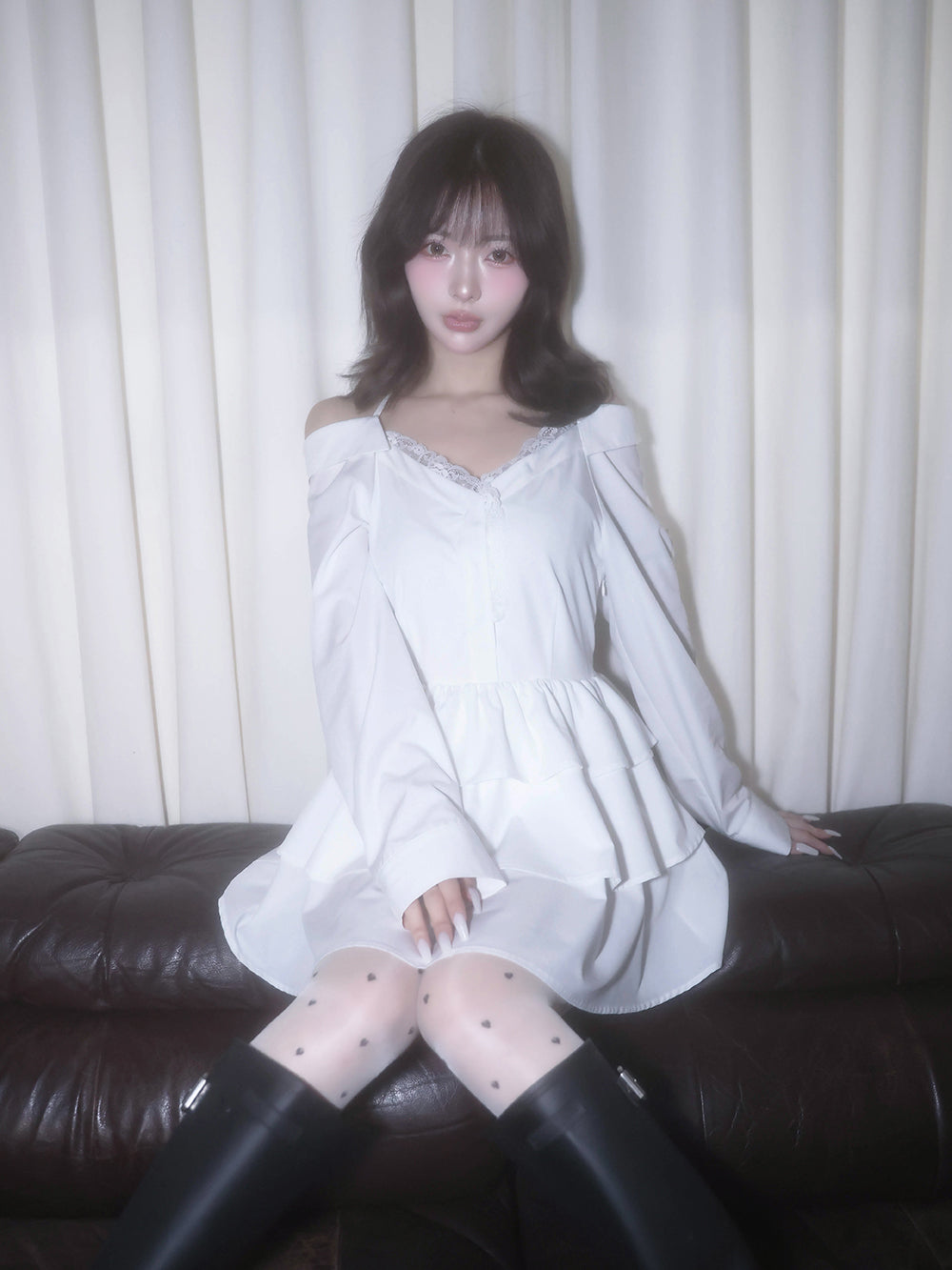 モデル:158cm(着用サイズ:FREE 着用カラー:WHT)