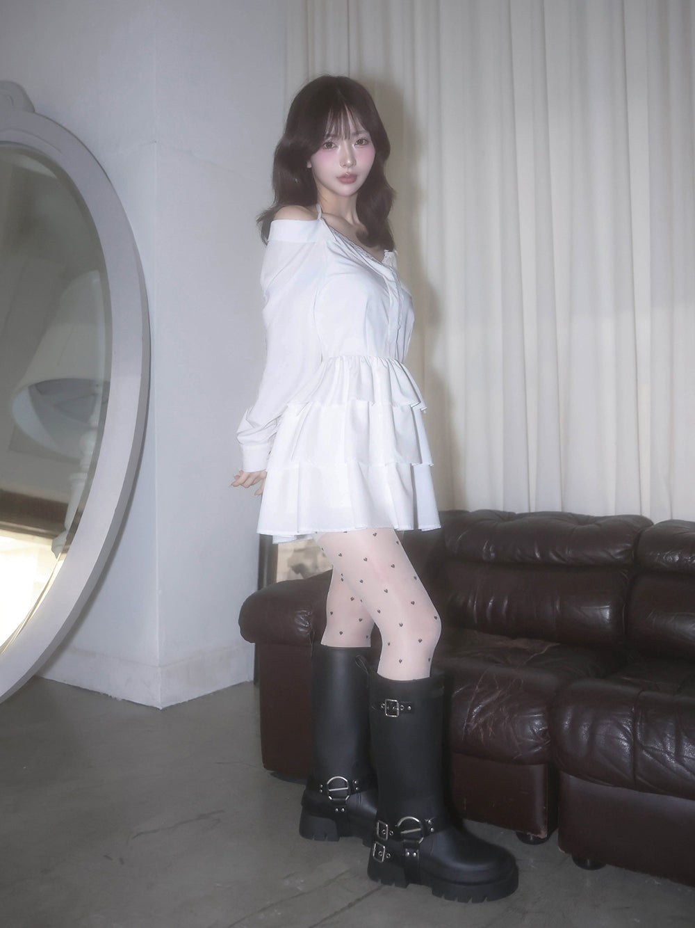 モデル:158cm(着用サイズ:FREE 着用カラー:WHT)