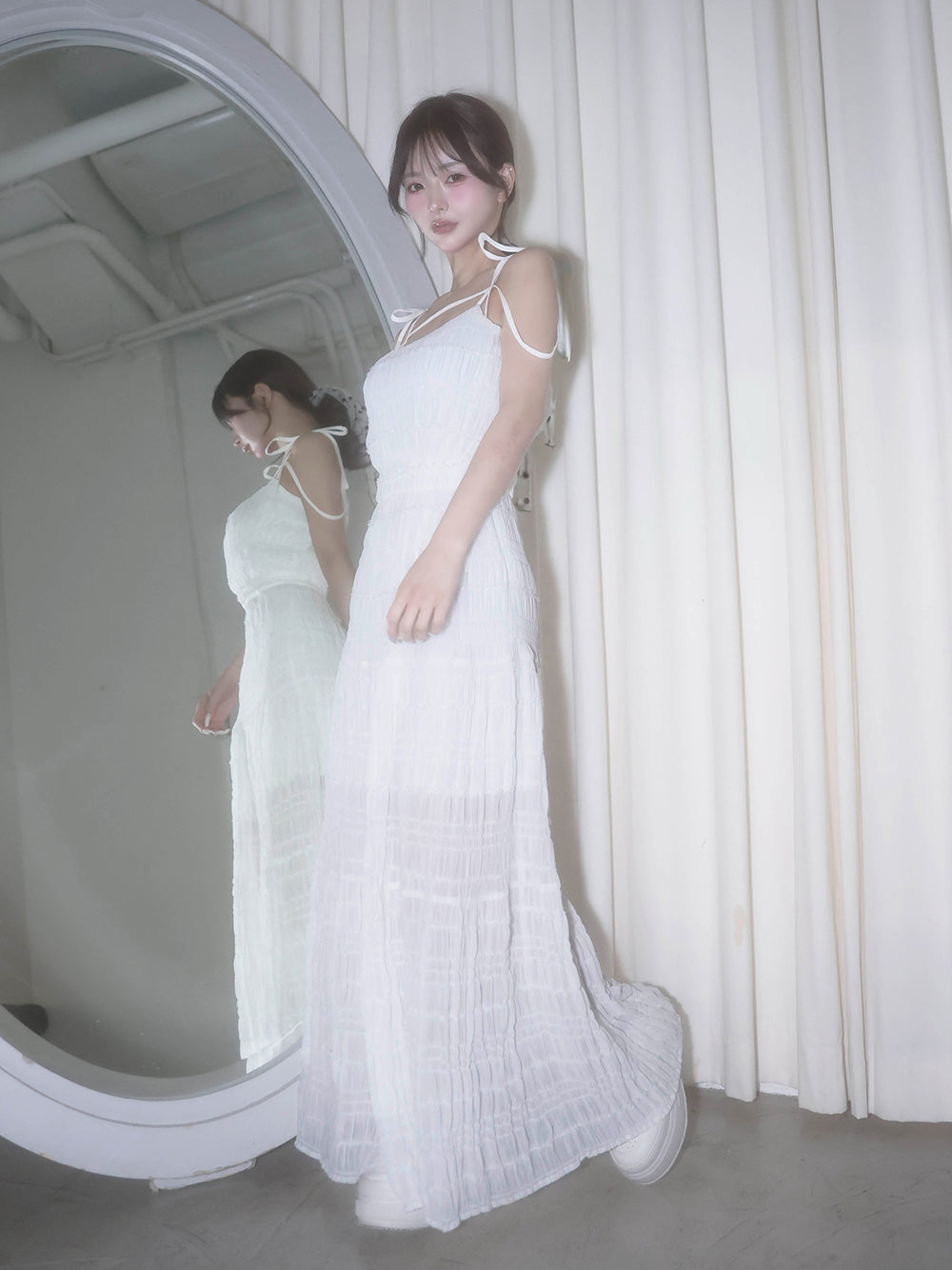 モデル:158cm(着用サイズ:FREE 着用カラー:WHT)