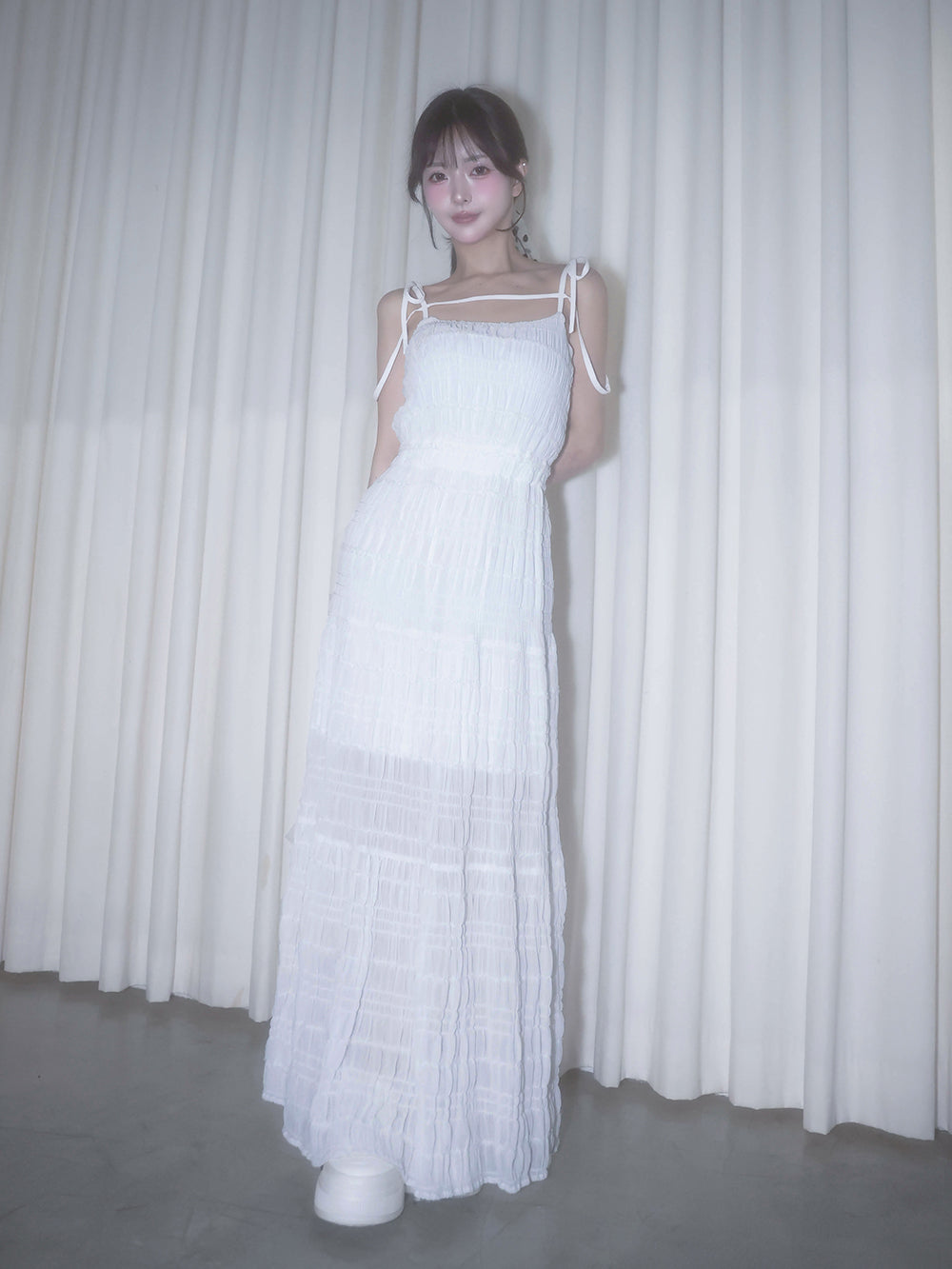 モデル:158cm(着用サイズ:FREE 着用カラー:WHT)
