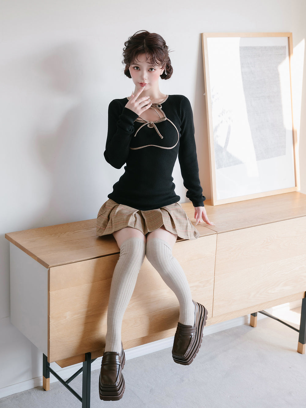 モデル:158cm(着用サイズ:FREE 着用カラー:BLK)