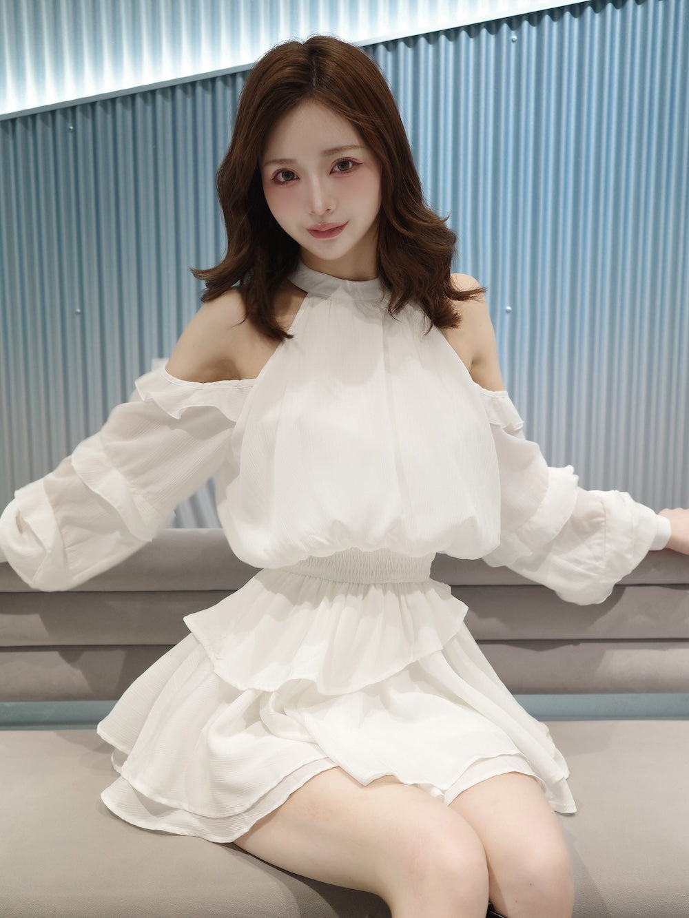 モデル:158cm(着用サイズ:FREE 着用カラー:WHT)