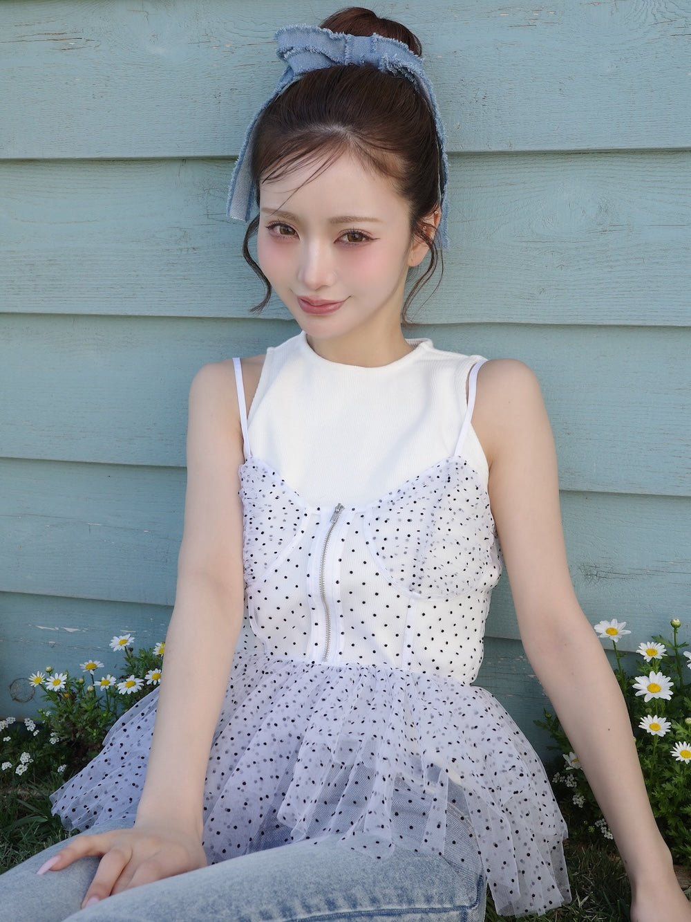 モデル:158cm(着用サイズ:FREE 着用カラー:WHT)
