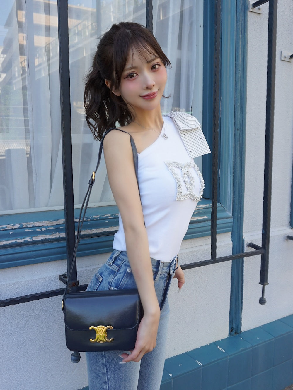 モデル:158cm(着用サイズ:FREE 着用カラー:WHT)