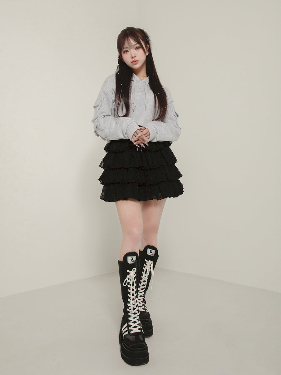 モデル:158cm(着用サイズ:FREE 着用カラー:GRY)