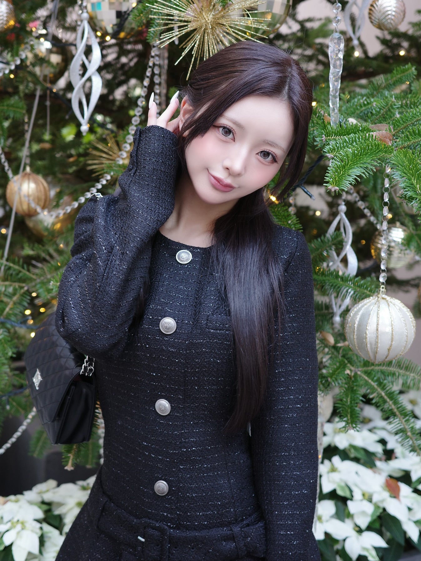 モデル:158cm(着用サイズ:FREE 着用カラー:BLK)