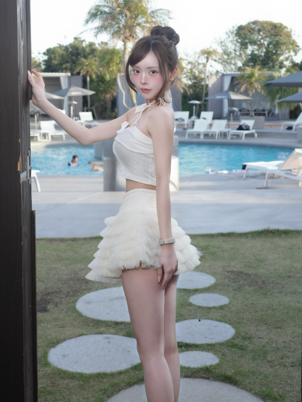モデル:158cm(着用サイズ:FREE 着用カラー:IVO)