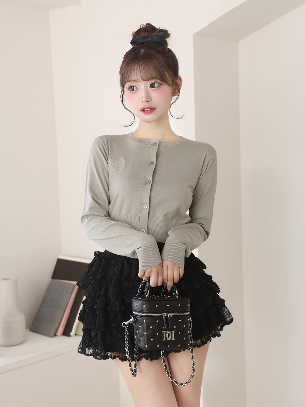モデル:158cm(着用サイズ:FREE 着用カラー:GRY)