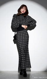 DDロゴボリュームニットトップス