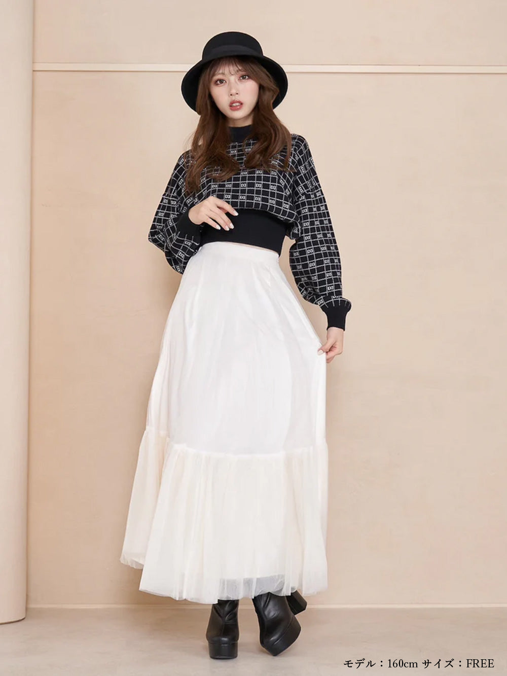 DDロゴボリュームニットトップス