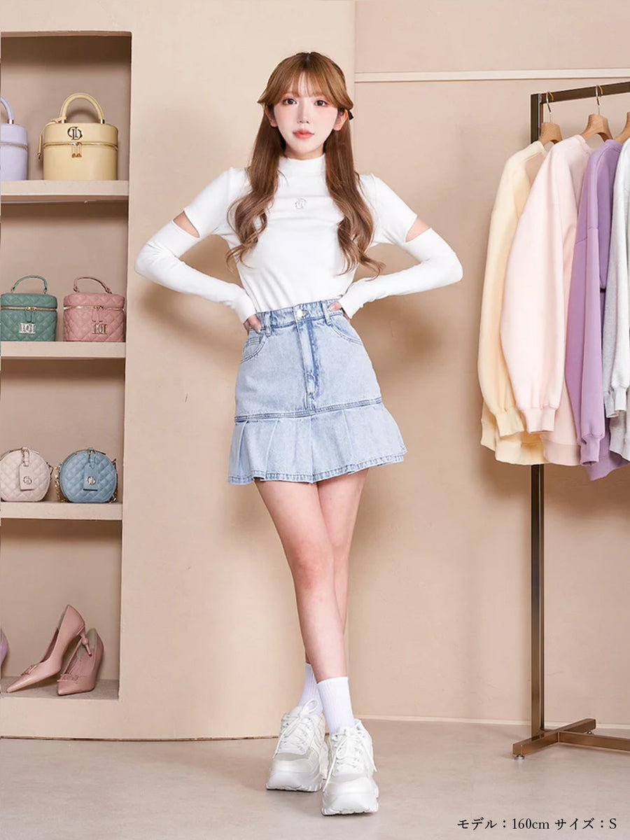 デニムプリーツミニスカート