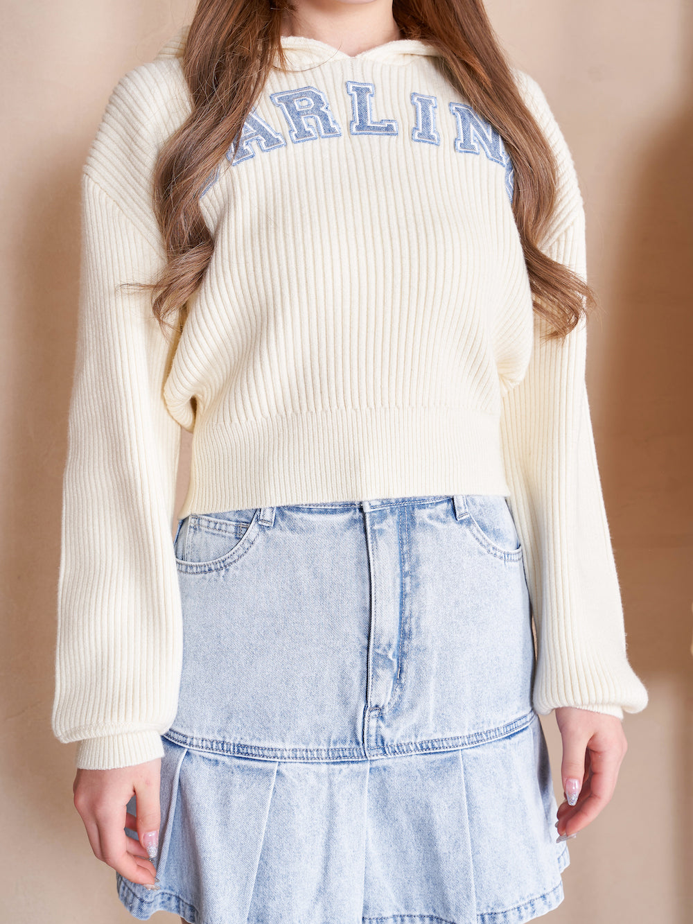 DARLINGショートニットフーディ