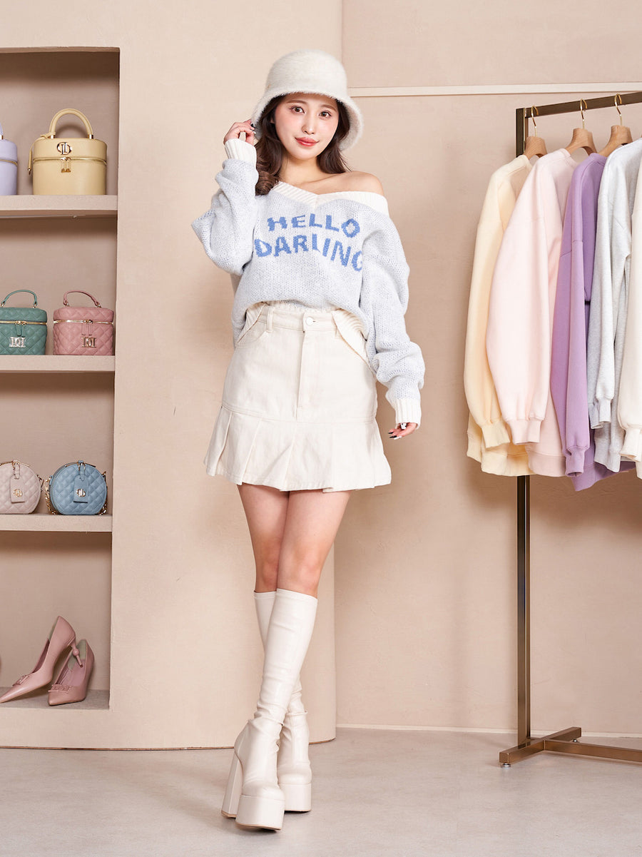 デニムプリーツミニスカート