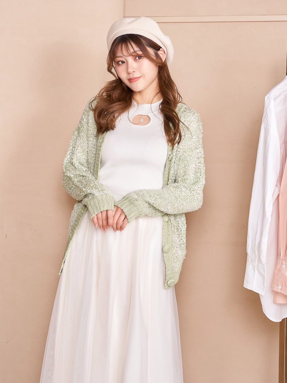 モデル:163cm(着用サイズ:FREE 着用カラー:MNT)