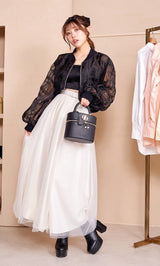 モデル:163cm(着用サイズ:FREE 着用カラー:BLK)