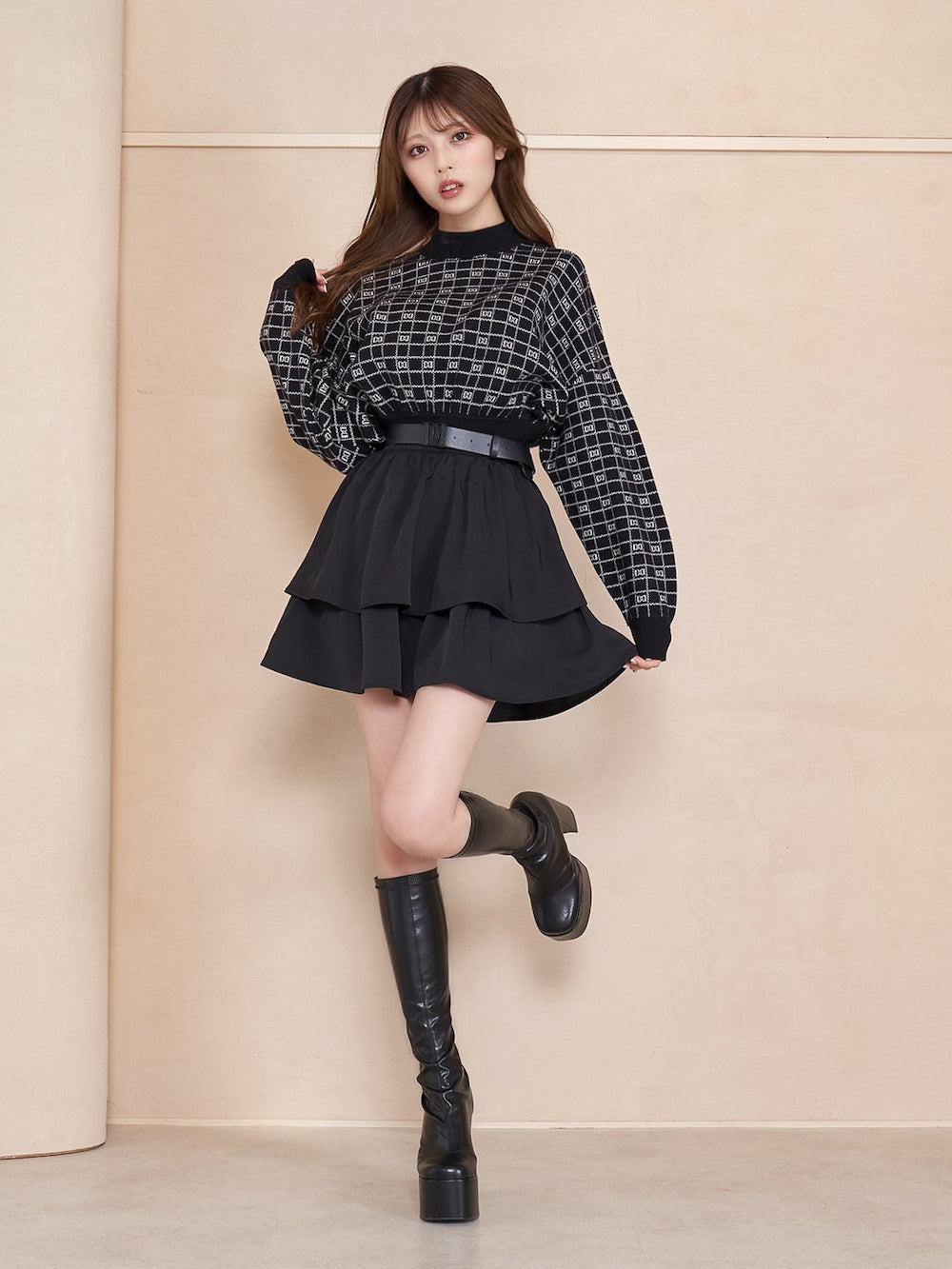 DDロゴボリュームニットトップス