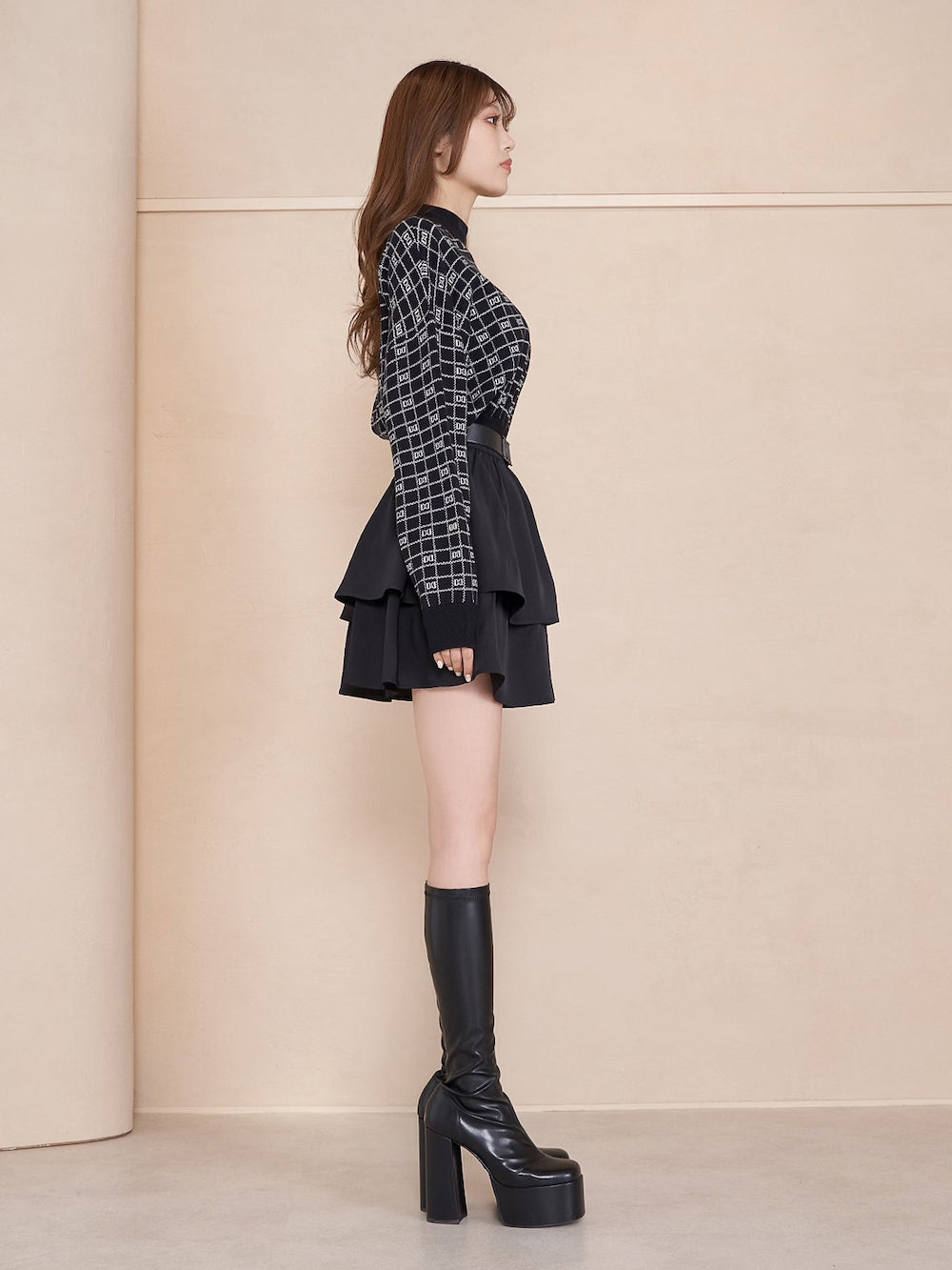 DDロゴボリュームニットトップス