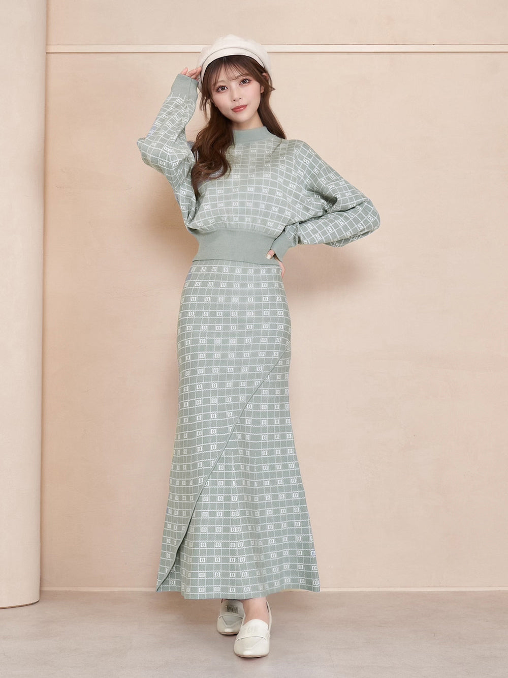 DDロゴボリュームニットトップス