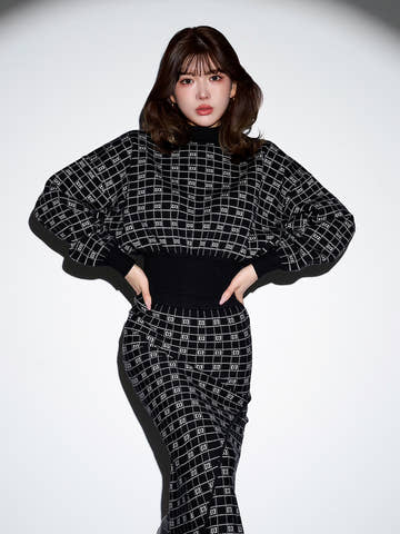 DDロゴボリュームニットトップス