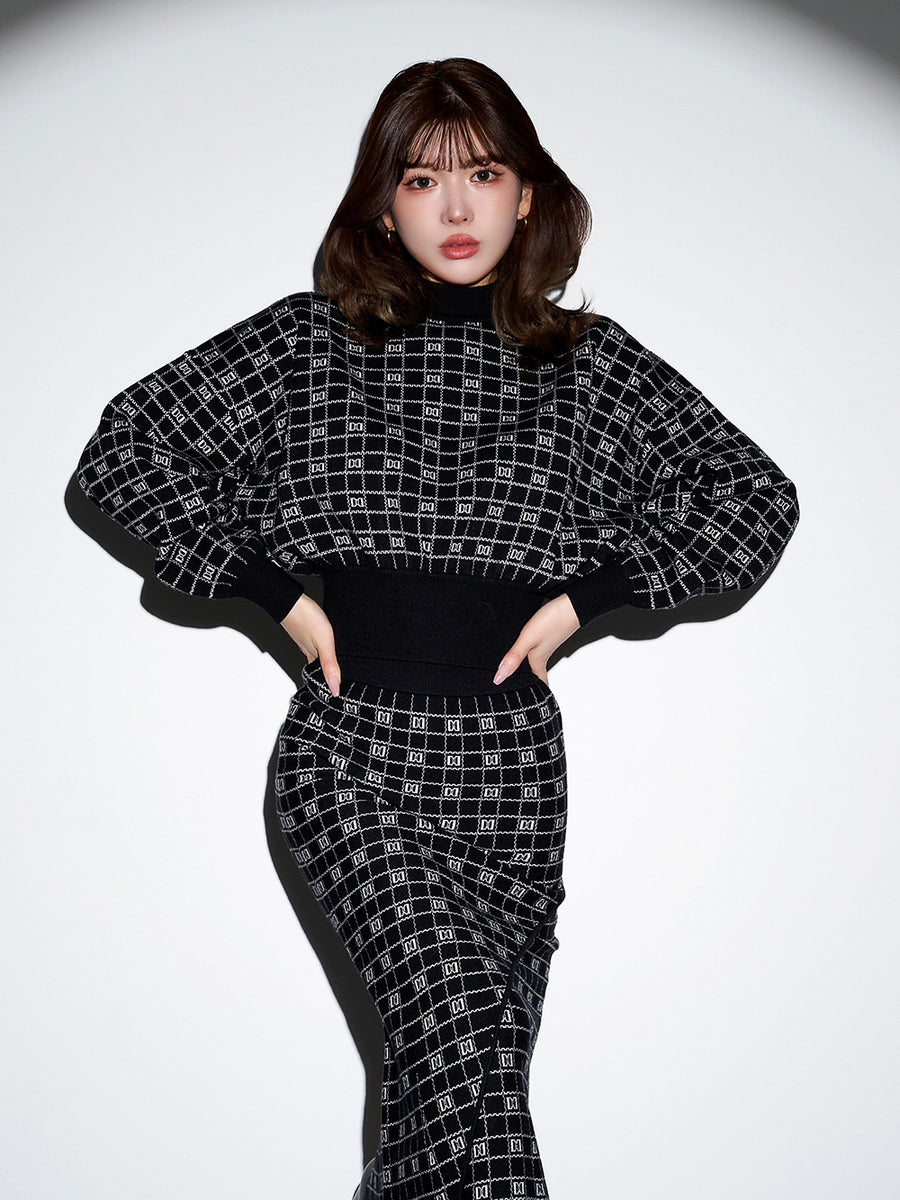 DDロゴボリュームニットトップス