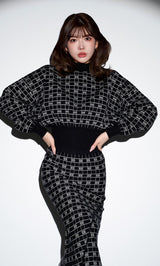 DDロゴボリュームニットトップス