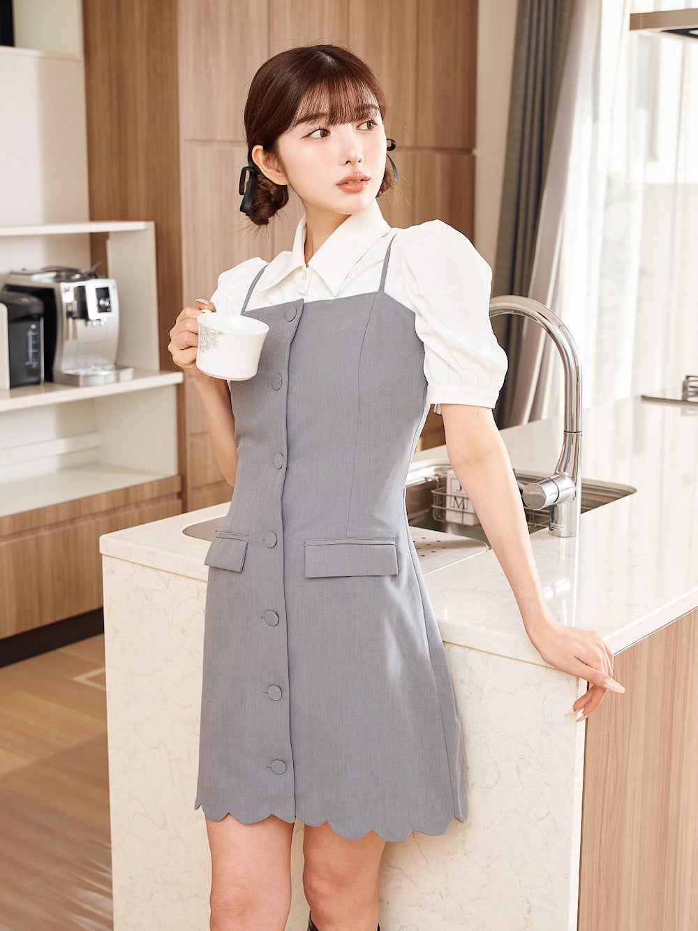 モデル:160cm(着用サイズ:FREE 着用カラー:GRY)
