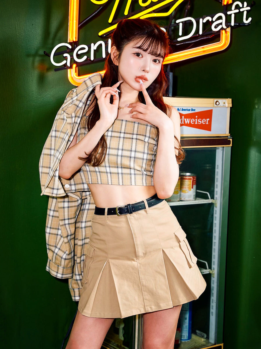 プリーツカーゴミニスカート