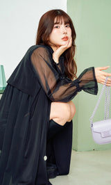 モデル:160cm(着用サイズ:FREE 着用カラー:BLK)