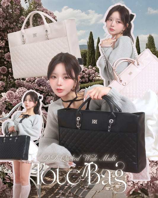DD QUILTED WIDE MULTI TOTE BAG