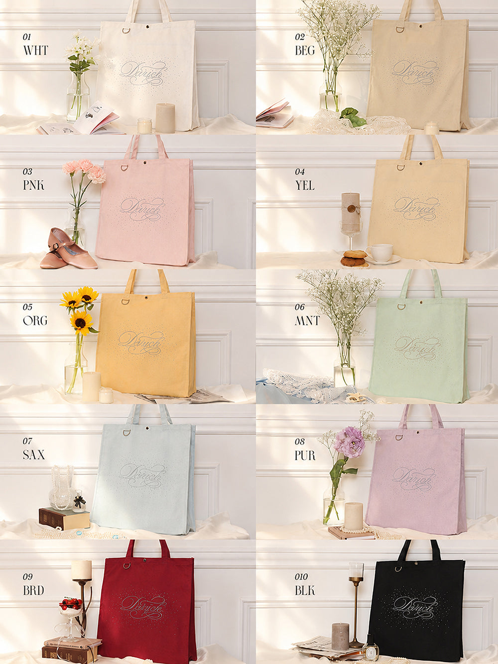 サイズ：FREE　カラー：WHT/BEG/PNK/YEL/ORG/MNT/SAX/PUR/BRD/BLK