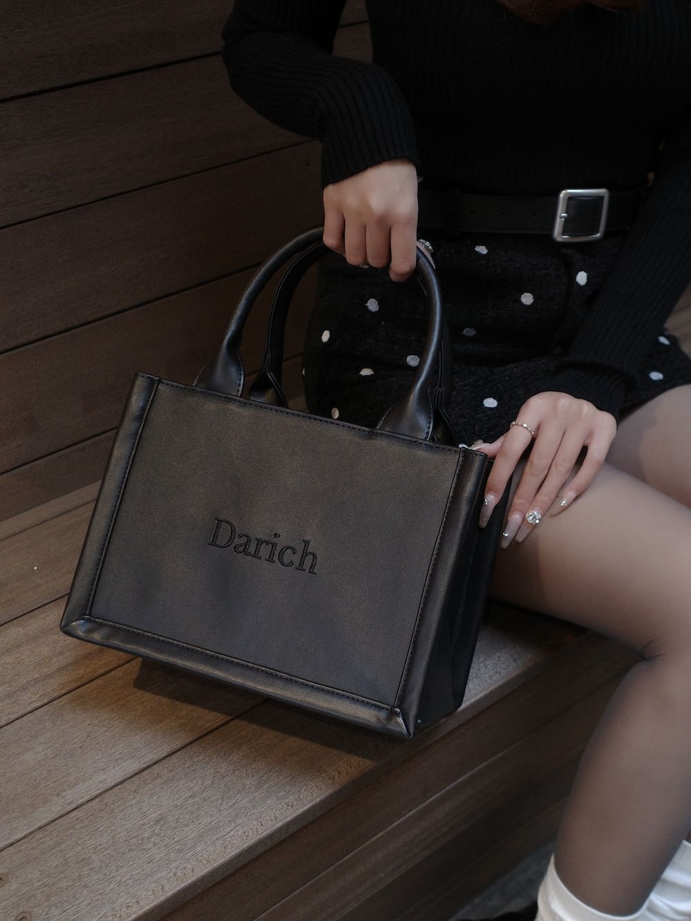 ロゴショルダーレザーミニトートバッグ