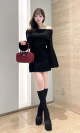 ヘアリーオフショルニットミニワンピース – Darich (ダーリッチ)