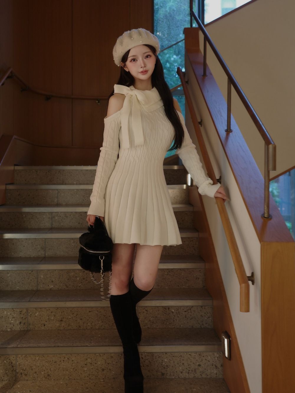 アメスリフレアニットミニワンピース