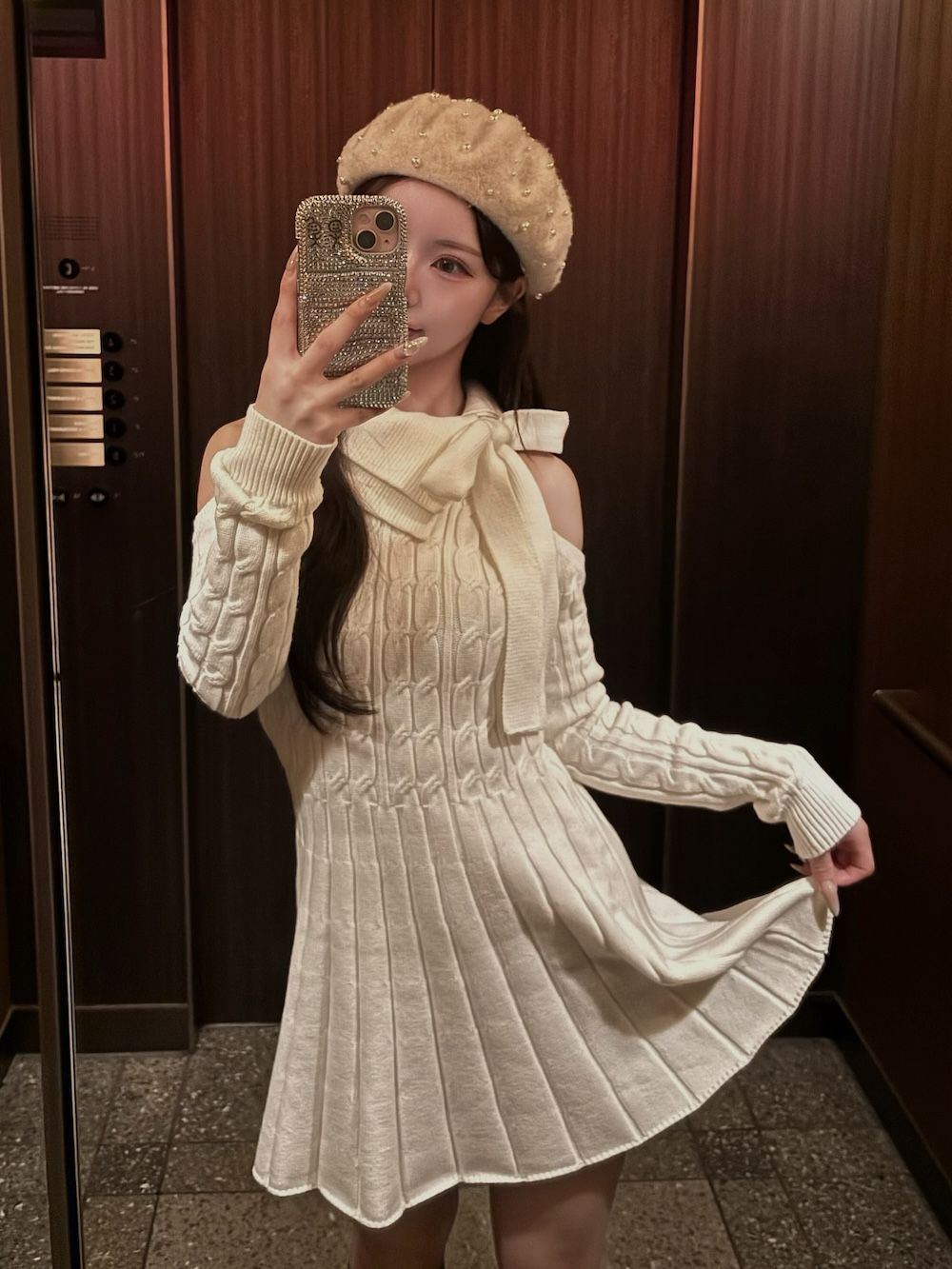 アメスリフレアニットミニワンピース