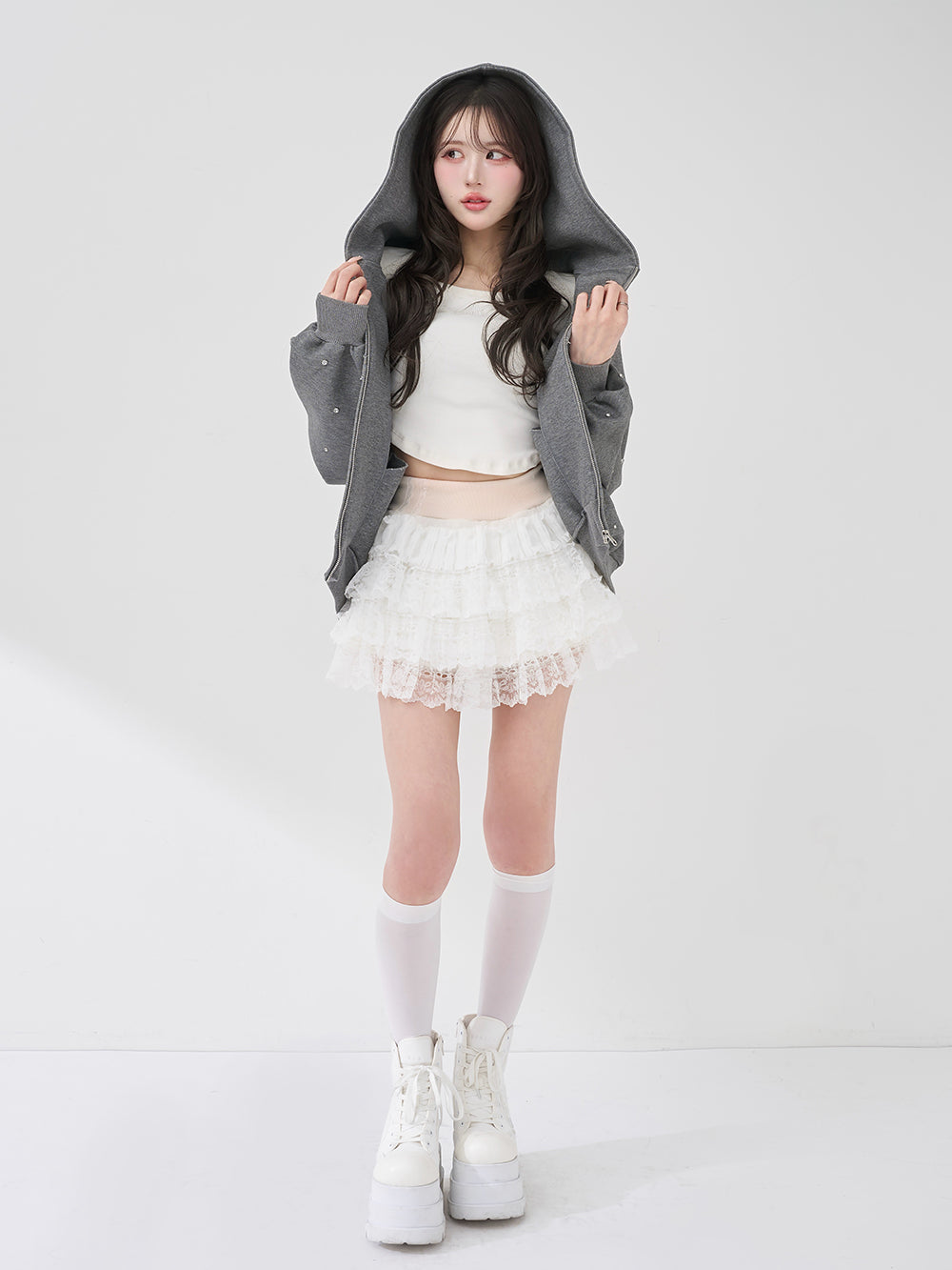 モデル：165cm（着用サイズ：FREE　着用カラー：GRY）