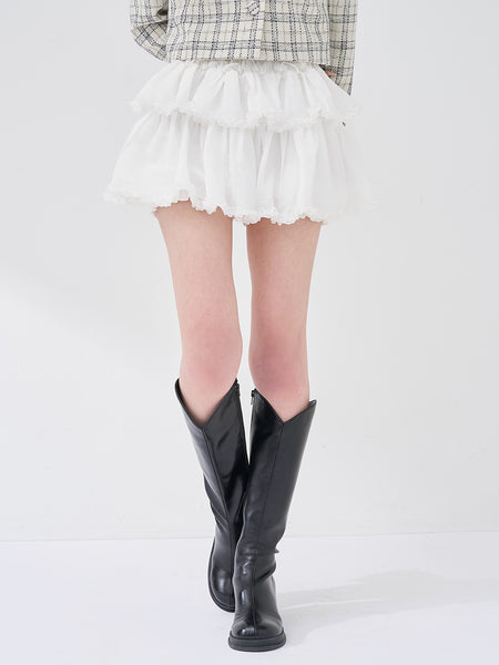 Chiffon Frill Mini Skirt