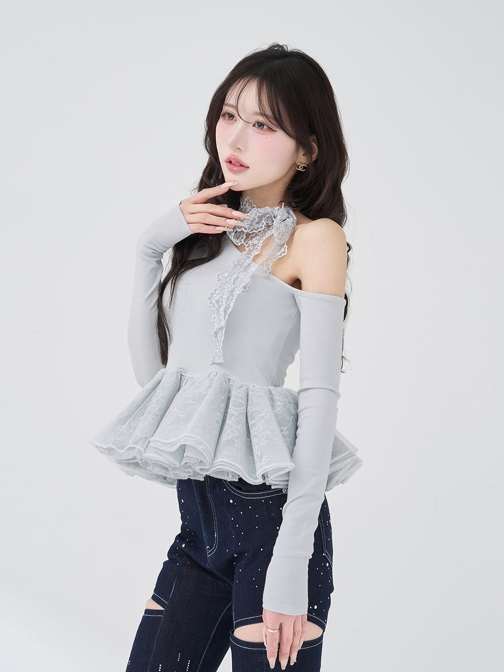 レースタイワンショルトップス - sax