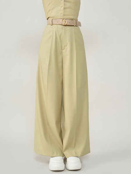 Tuck Wide Leg Slacks Pants